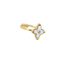 Pierre Lannier Bijoux Bague<Bague Ajustable Femme Pierre Lannier RUBYA Acier Doré Nacre Blanche