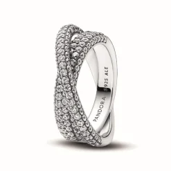 Pandora Bague<Bague Anneau Double Pavé Croisé - Timeless