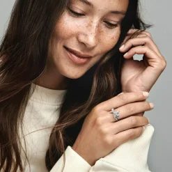 Pandora Bague<Bague Asymétrique Herbier Scintillant - Timeless