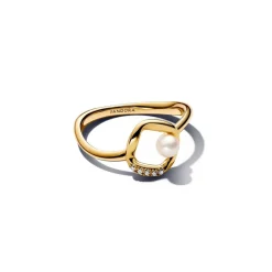 Pandora Bague<Bague Cercle Pavé de Forme Organique & Perle de Culture d'Eau Douce Traitée
