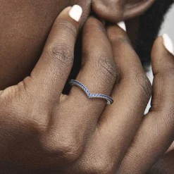Pandora Bague<Bague Chevron Bleue Timeless - Argent