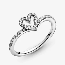 Pandora Bague<Bague Chevron Cœur Vœu Scintillant Timeless - Argent