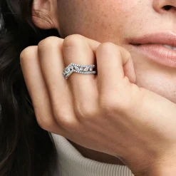 Pandora Bague<Bague Chevron Double Marquise Scintillante Timeless - Argent