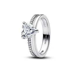 Pandora Bague<Bague Cœur Anneau Double Argent