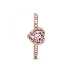Pandora Bague<Bague Cœur Surélevé & cristal Rose Timeless - Rose gold