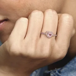 Pandora Bague<Bague Cœur Surélevé & cristal Rose Timeless - Rose gold