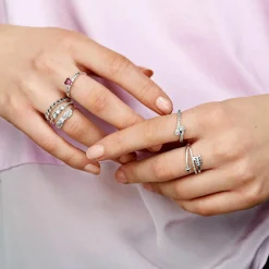 Pandora Bague<Bague deux cœurs scintillants Moments