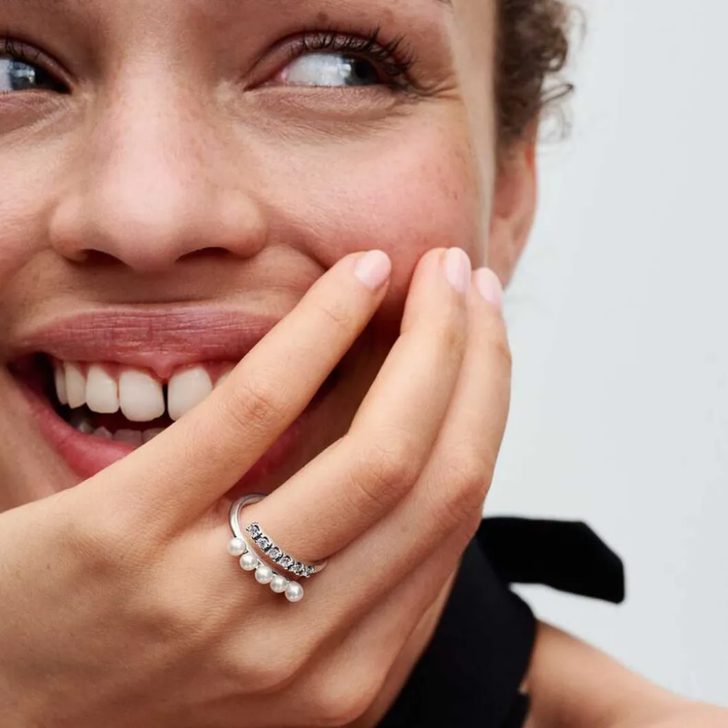 Pandora Bague<Bague femme argent sterling 193145C01 avec perle blanche et zircone transparente Timeless
