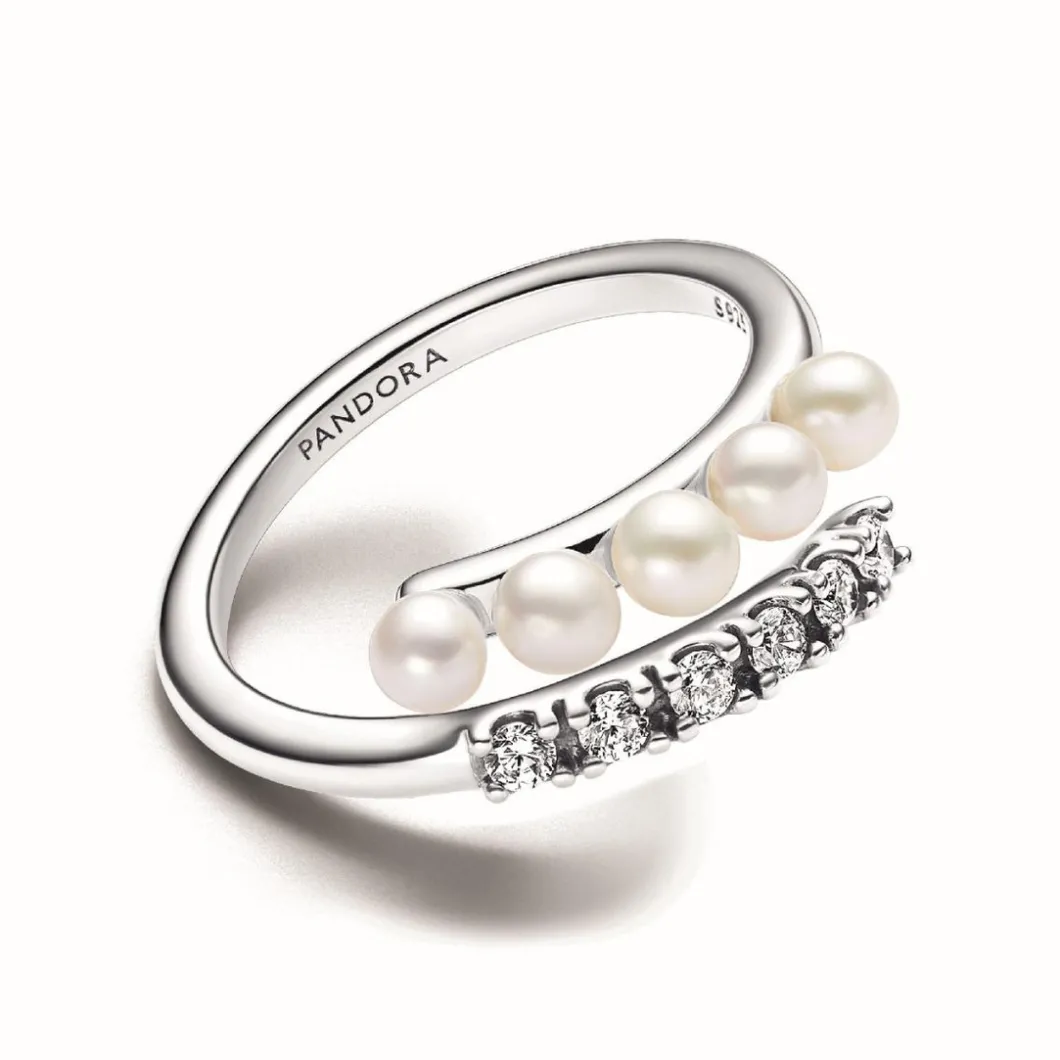 Pandora Bague<Bague femme argent sterling 193145C01 avec perle blanche et zircone transparente Timeless