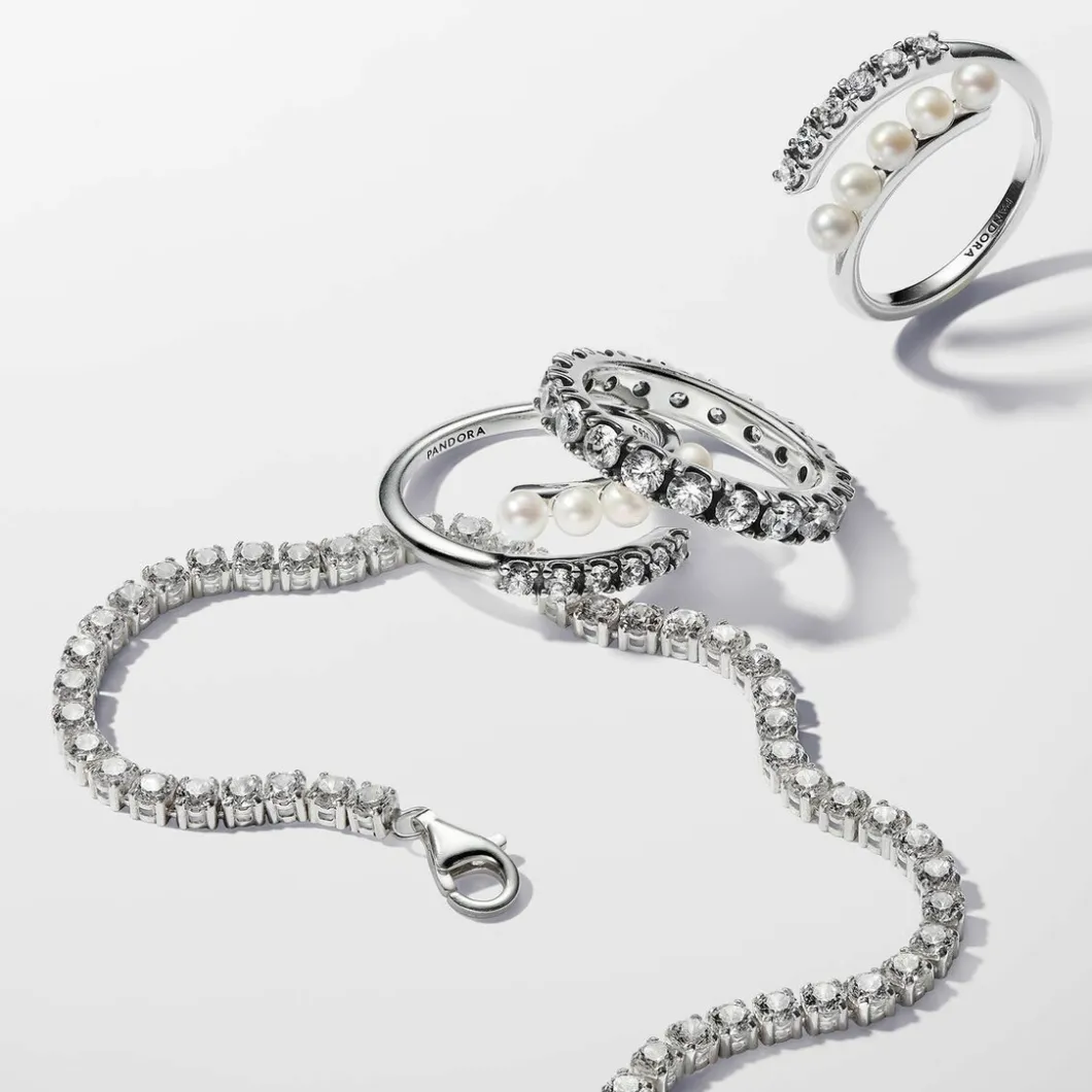 Pandora Bague<Bague femme argent sterling 193145C01 avec perle blanche et zircone transparente Timeless