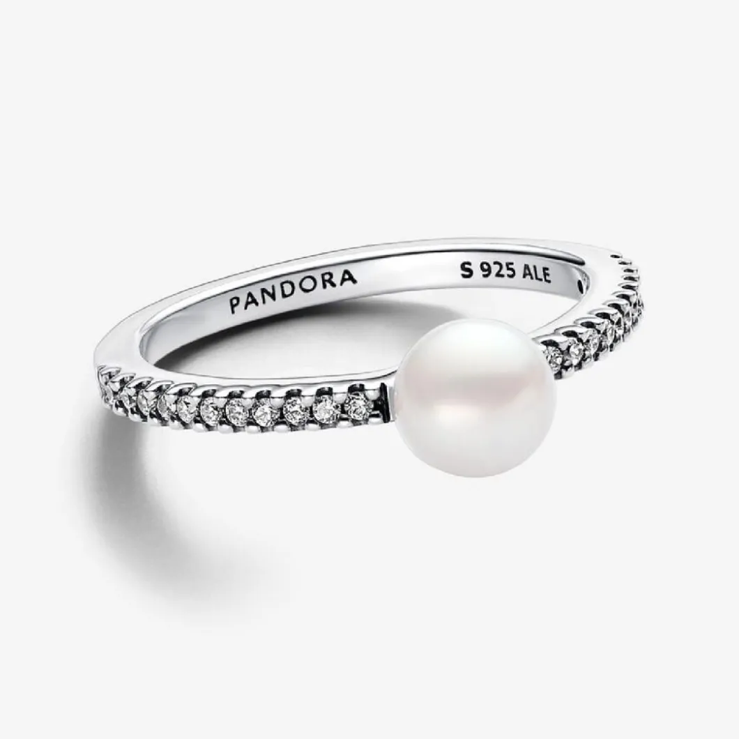 Pandora Bague<Bague femme argent sterling 193158C01 avec perle blanche et zircone transparente Timeless