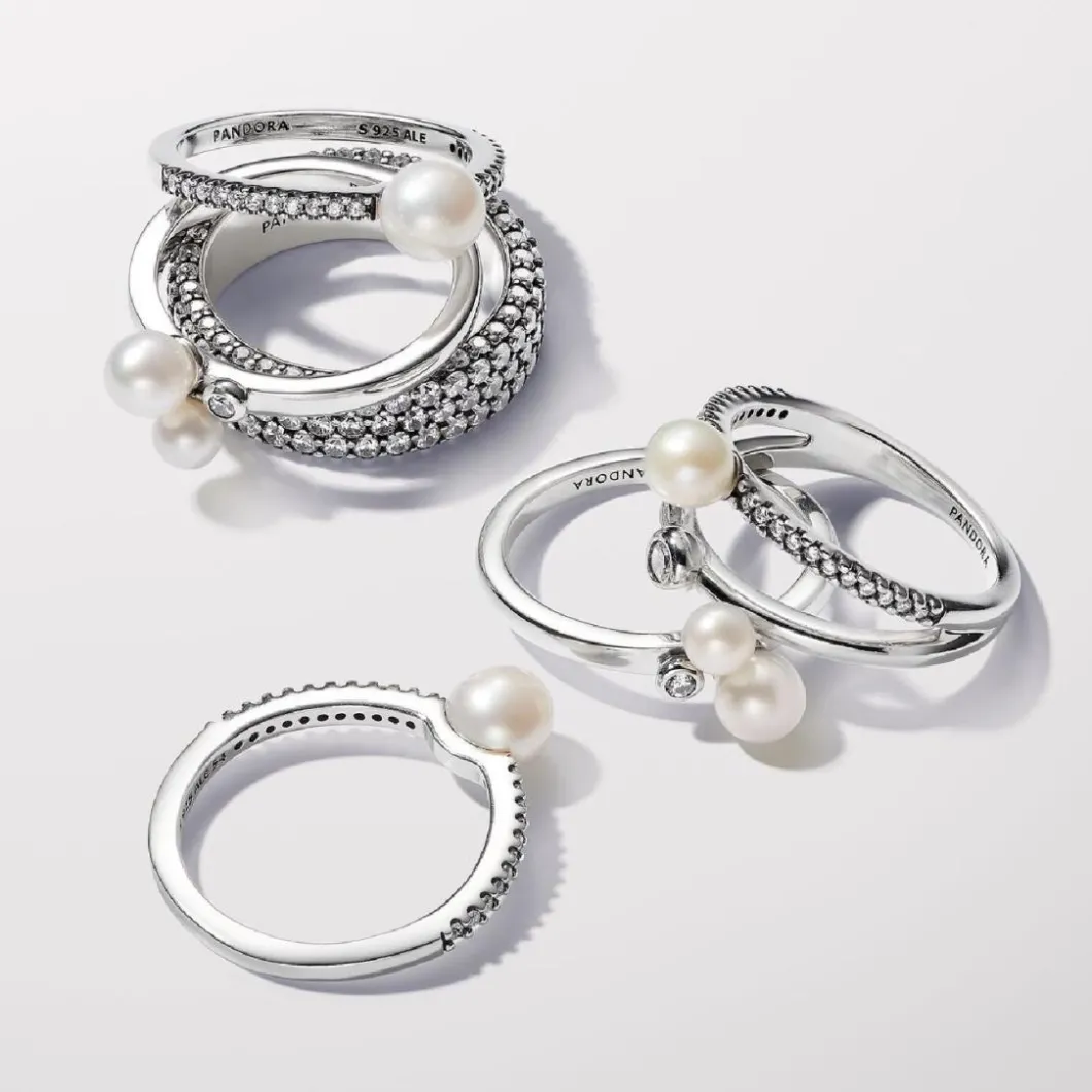 Pandora Bague<Bague femme argent sterling 193158C01 avec perle blanche et zircone transparente Timeless