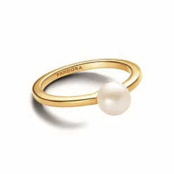 Pandora Bague<Bague femme métal doré à l'or fin avec perle Timeless