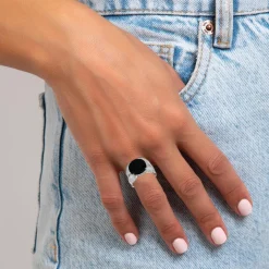 So Charm Bijoux Bague<Bague Femme So Charm - B3334-ARGENT-NOIR - Bague Femme Argentée