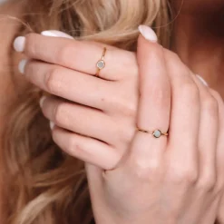 Sloya Bague<Bague Gemia En Pierre Aigue-Marine Plaqué Or