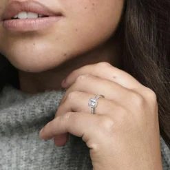 Pandora Bague<Bague Halo Scintillant Carré Timeless - Argent