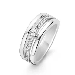 Ti Sento Bague<Bague Liberation 12094ZI - Bague Triple Anneaux Cristaux Bijoux Argent