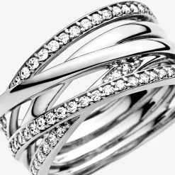 Pandora Bague<Bague lignes brillantes et scintillantes Timeless