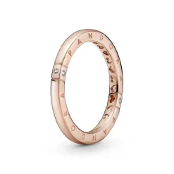 Pandora Bague<Bague Logo & Cœurs Signature - Métal Doré à l'or Rose fin 585/1000