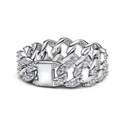 Pandora Bague<Bague Maille Cubaine Pavée