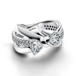 Pandora Bague<Bague Nœud Et Anneaux Entrecroisés Scintillants Argent