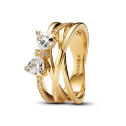Pandora Bague<Bague Nœud Et Anneaux Entrecroisés Scintillants Doré