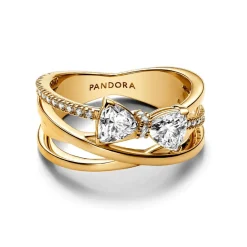 Pandora Bague<Bague Nœud Et Anneaux Entrecroisés Scintillants Doré