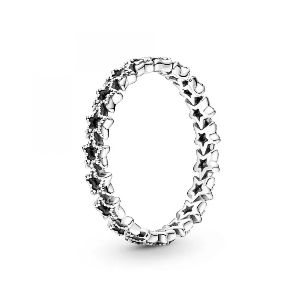 Pandora Bague<Bague Moments Couronne d'Étoiles noires Asymétriques - Argent