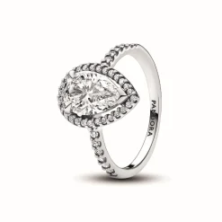 Pandora Bague<Bague Timeless - Halo Poire Scintillant en Argent 925/1000