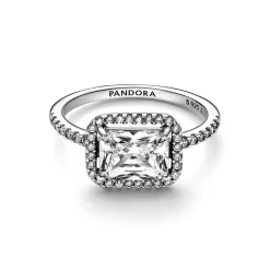 Pandora Bague<Bague Timeless - Halo Rectangulaire Scintillant