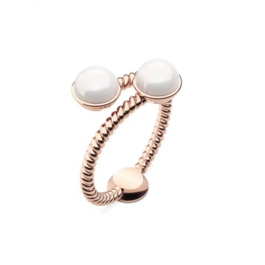 Paul Hewitt Bijoux Bague<Bague Paul Hewitt PH-FR-ROPE-R - Rope Pearl Acier Doré Rose