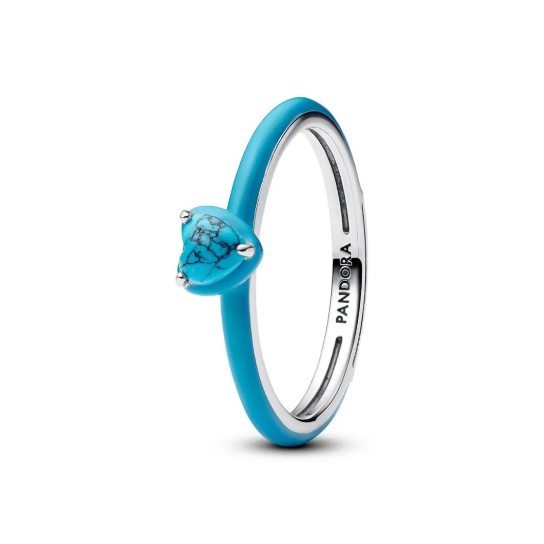 Pandora Bague<Bague Pierre Cœur Turquoise