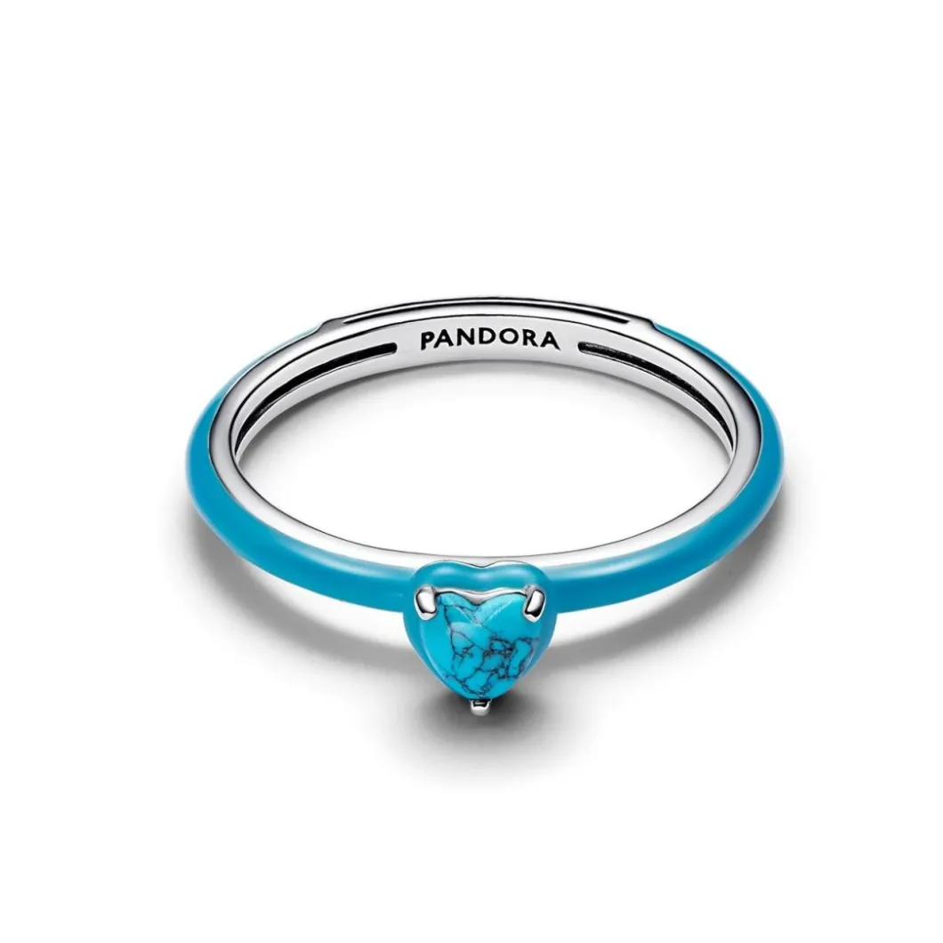 Pandora Bague<Bague Pierre Cœur Turquoise