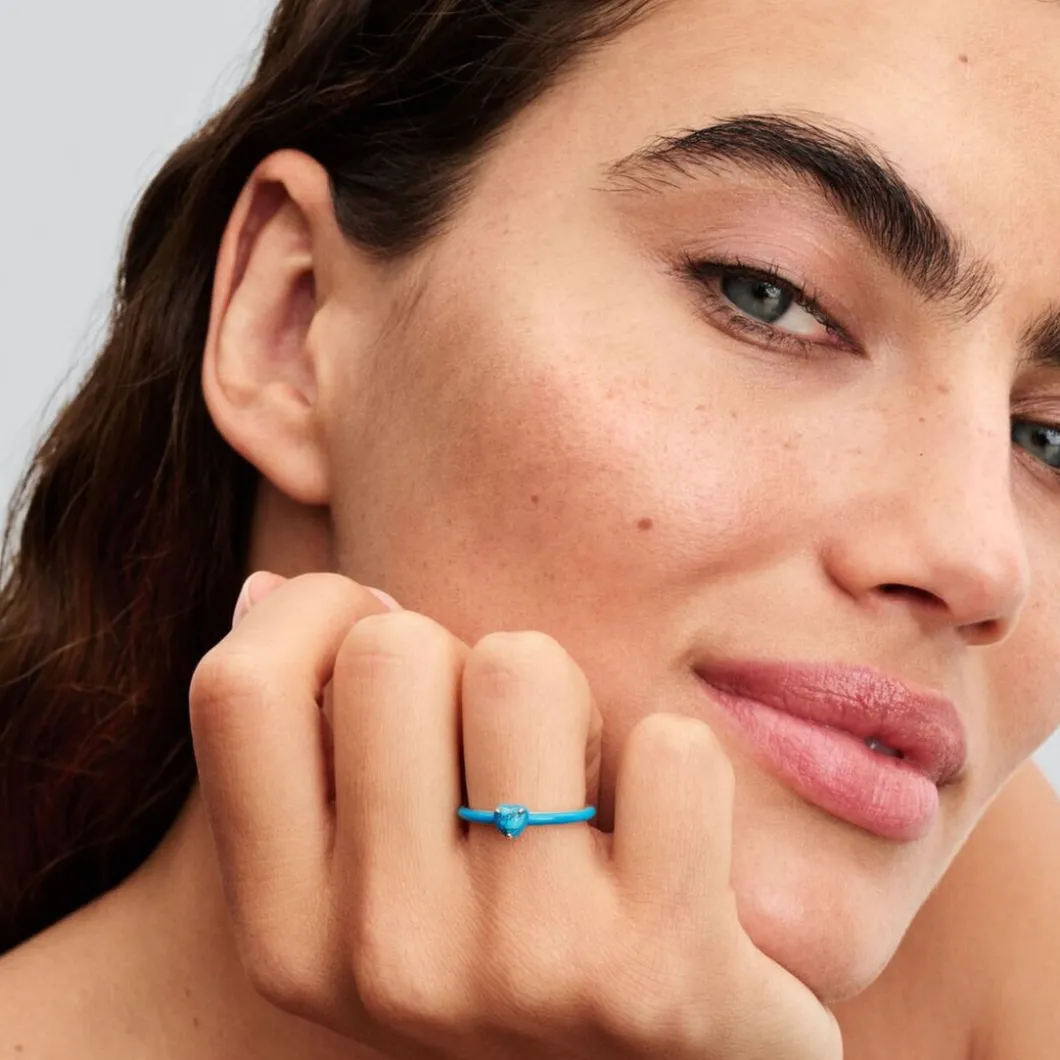 Pandora Bague<Bague Pierre Cœur Turquoise