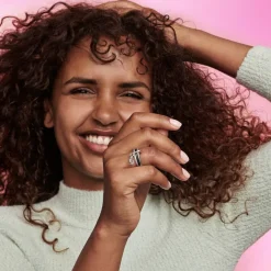 Pandora Bague<Bague Résine Façon Émail Noire ME - Rose gold