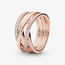 Pandora Bague<Bague Scintillante & Lignes Polies Timeless