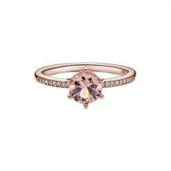 Pandora Bague<Bague Solitaire Couronne Rose Signature - Métal Doré à l'or Rose fin 585/1000
