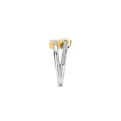 Ti Sento Bague<Bague - 12326MW Rhodié Multi Joncs Pierres Synthétiques Mop Et Oxyde De Zirconium Argent