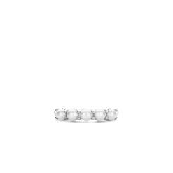 Ti Sento Bague<Bague - 12322PW Rhodié Et Perles Synthétiques Serti Rail Argent