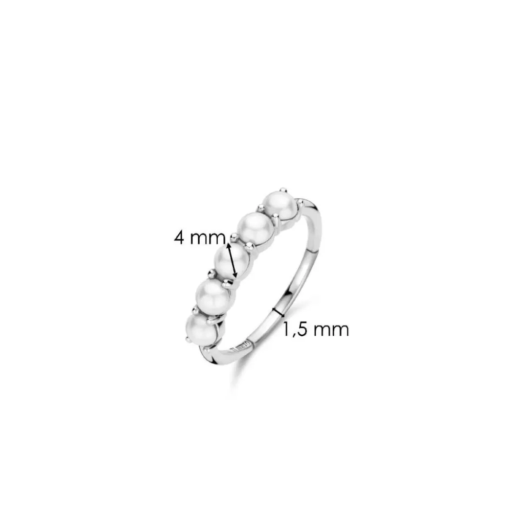 Ti Sento Bague<Bague - 12322PW Rhodié Et Perles Synthétiques Serti Rail Argent