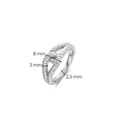 Ti Sento Bague<Bague - 12323SI Rhodié Liens Effet Corde Argent