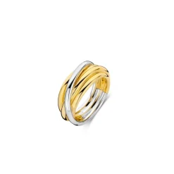 Ti Sento Bague<Bague - 12056SY Argent Multi Joncs Bicolore Doré