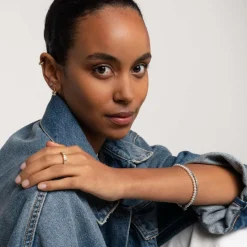 Ti Sento Bague<Bague - 12327ZY Argent Doré Et Oxydes De Zirconium Carrés Serti Rail