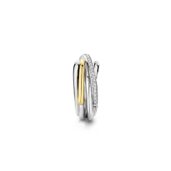 Ti Sento Bague<Bague - 12318ZY Argent Doré Multi Joncs Bicolore Et Pavé