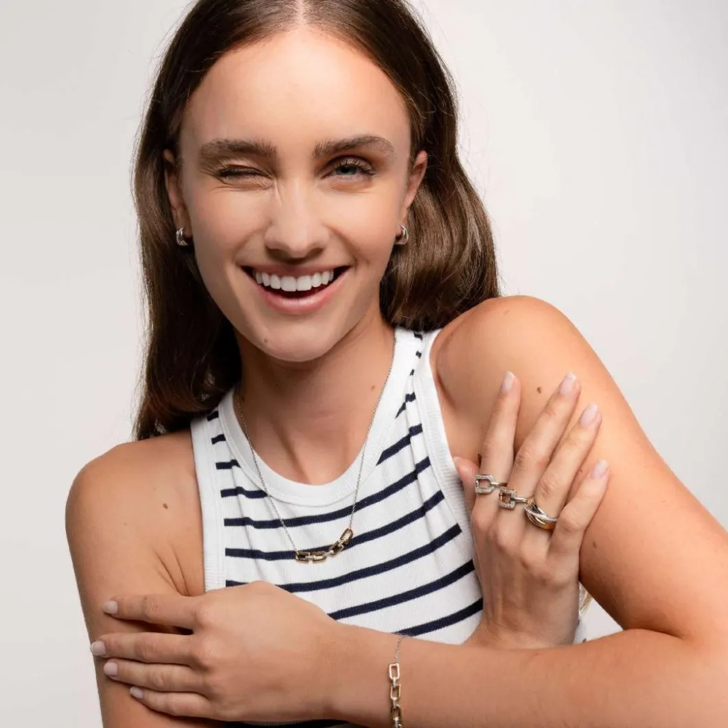 Ti Sento Bague<Bague - 12318ZY Argent Doré Multi Joncs Bicolore Et Pavé