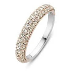 Ti Sento Bague<Bague 12105ZR - Bague Argent Anneau Pavé Doré Rose Bijoux
