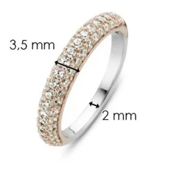 Ti Sento Bague<Bague 12105ZR - Bague Argent Anneau Pavé Doré Rose Bijoux