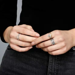 Pandora Bague<Bague trois pierres rondes Timeless