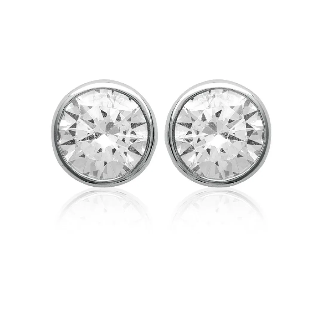 Maison de la Bijouterie Boucles D'Oreilles<Boucles d'oreille mixte argent rhodié serti clos classique - Z5ZZ5Z06