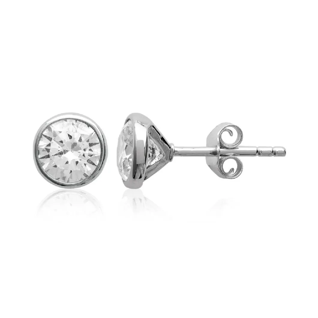 Maison de la Bijouterie Boucles D'Oreilles<Boucles d'oreille mixte argent rhodié serti clos classique - Z5ZZ5Z06